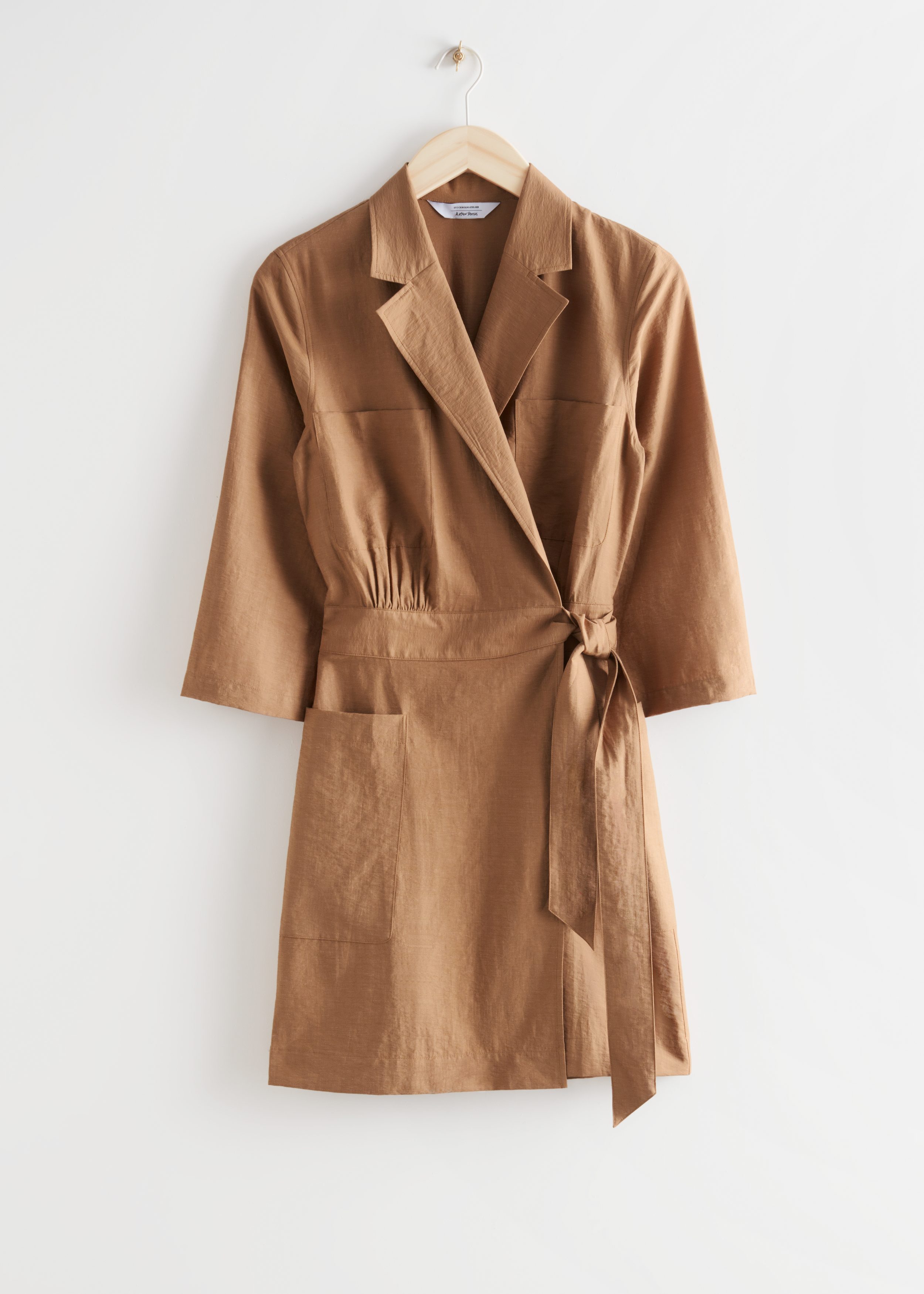 Linen Mini Wrap Dress Brown Brown – Til ...